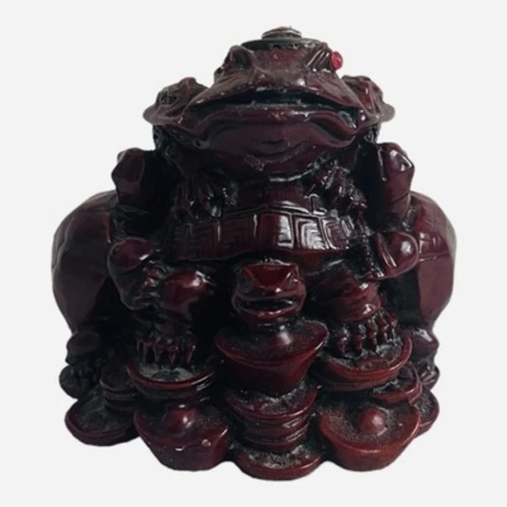 Vintage Asian Feng Shui Money Frog Toad Statue Figurine Wealth Luck 3.5